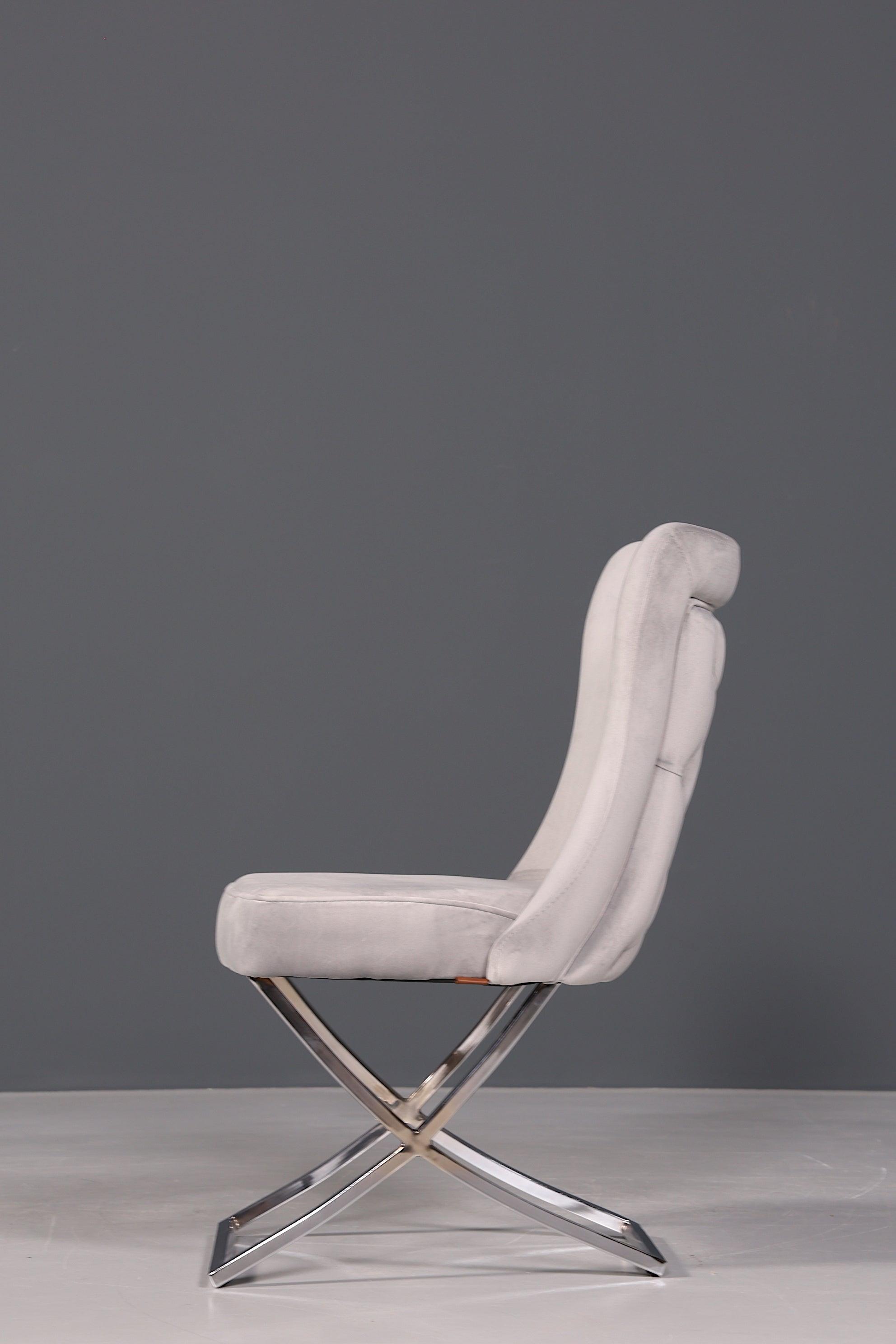 Edler Chesterfield Esszimmerstuhl &quot;Valencia&quot; in Grau