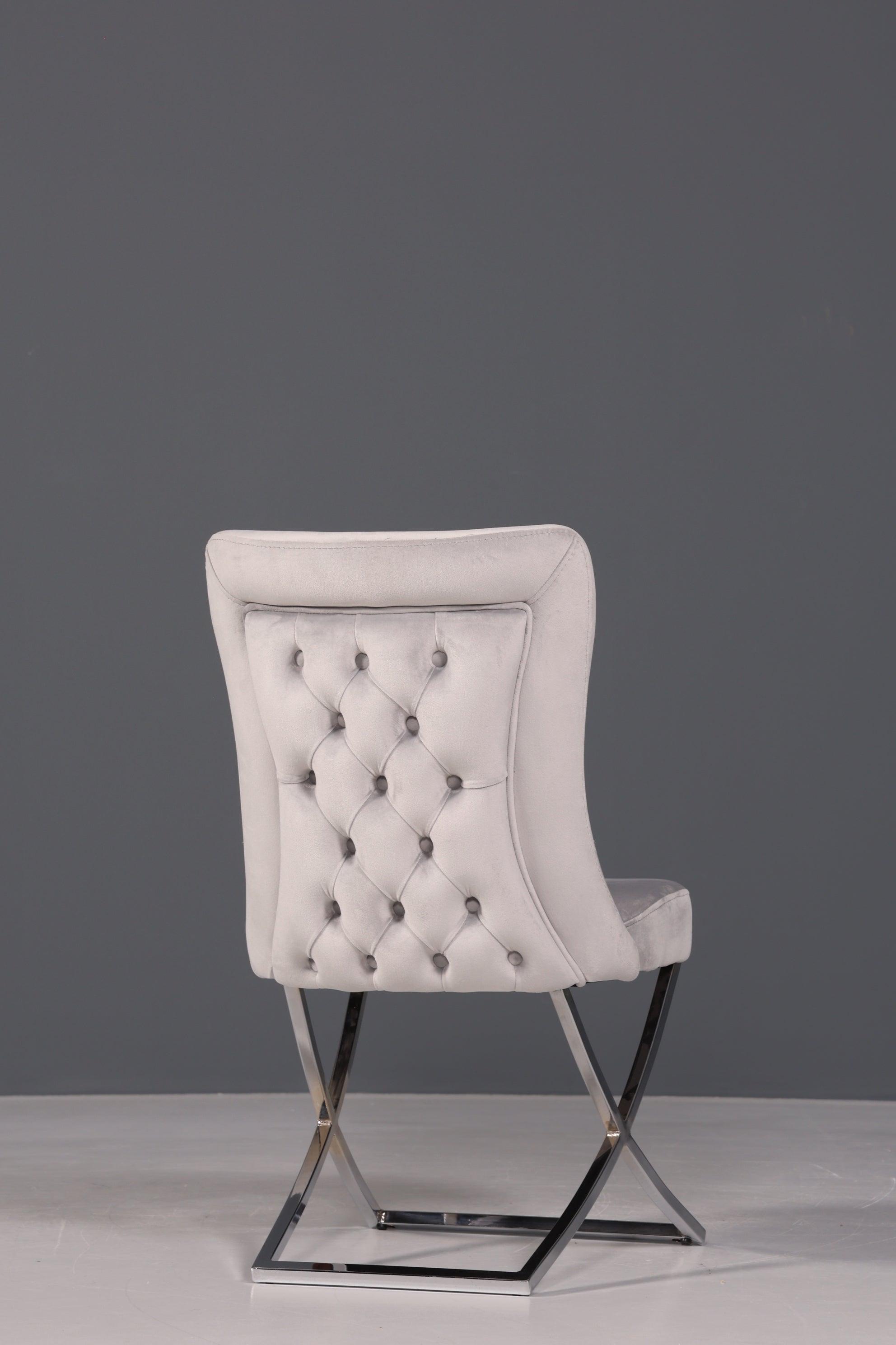 Edler Chesterfield Esszimmerstuhl &quot;Valencia&quot; in Grau