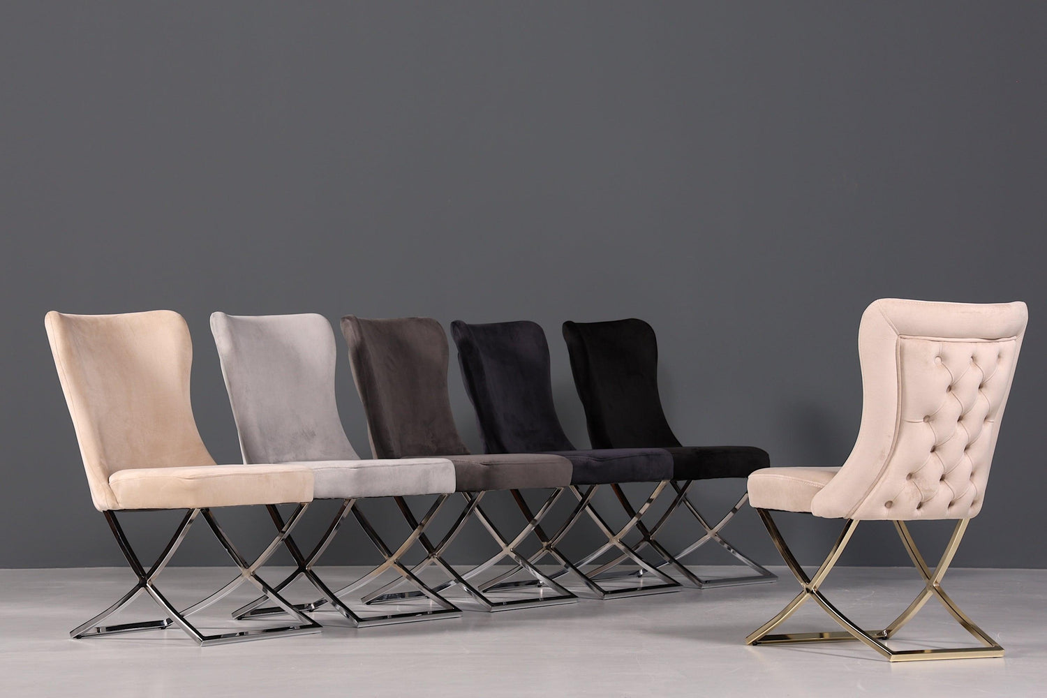 Edler Chesterfield Esszimmerstuhl &quot;Valencia&quot; in Beige Gold