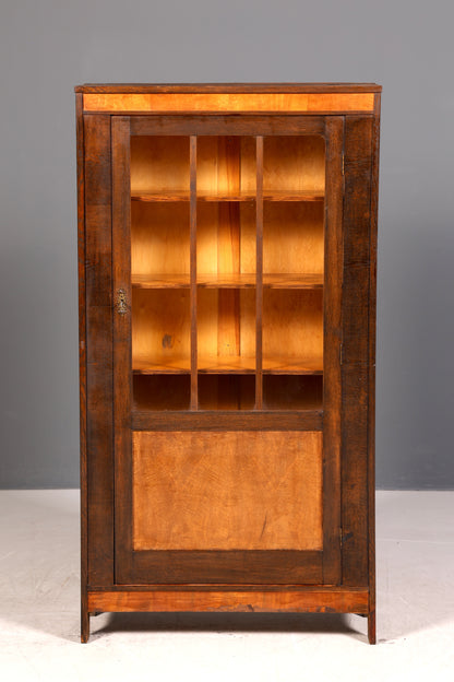 G800 Finish Traumhafte Jugendstil Vitrine Antike Holz Bücherschrank Eiche Antik Schrank Geschirrschrank (Kopie)