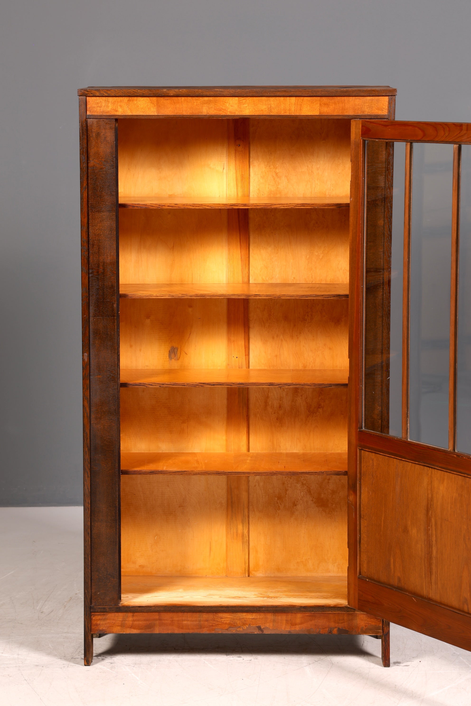 G800 Finish Traumhafte Jugendstil Vitrine Antike Holz Bücherschrank Eiche Antik Schrank Geschirrschrank (Kopie)