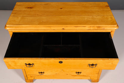 Elegant Antique Softwood Chest of Drawers with Brass Fittings, Solid Wood, Vintage