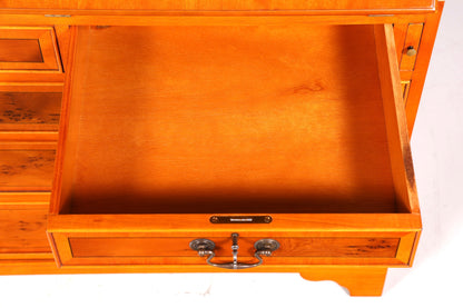 Stilvoller Englischer Sekretär Büro Aufsatzsekretär Eibe Antik Stil echt Lederauflage Vitrinen Schrank UK