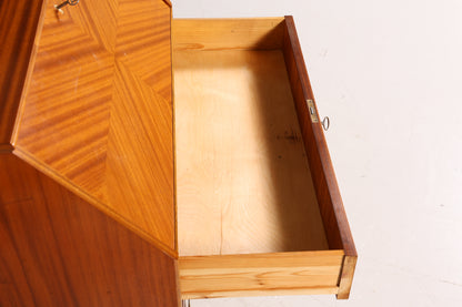 Schlichter Mid Century Sekretär Vintage Schreibmöbel echt Holz Kommode Office Secretary