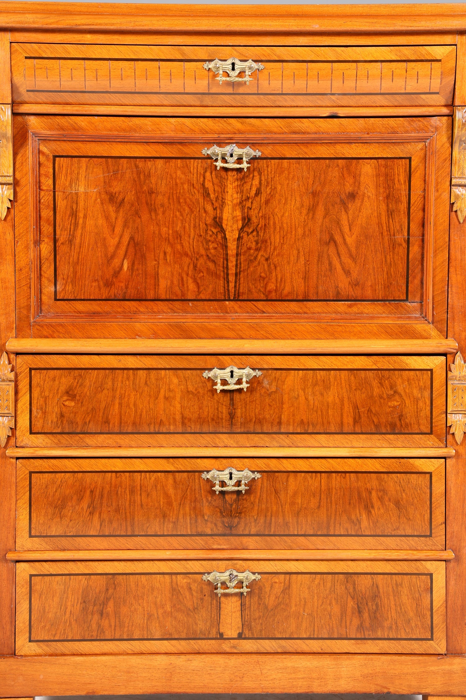 Edler Gründerzeit Sekretär Vertiko Highboard Louis Philippe Kommode Sekretär Schrank um 1880