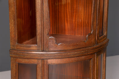 Stilvolle Jugendstil Eckvitrine um 1910 echt Holz Bücherschrank Eiche Antik Küchenschrank Geschirrschrank