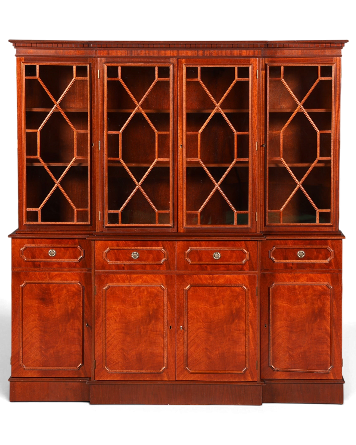 Hauptstadt Möblerei englische Vitrine aus Holz mit verglasten Sprossentüren und Unterschrank im Vintage-Stil