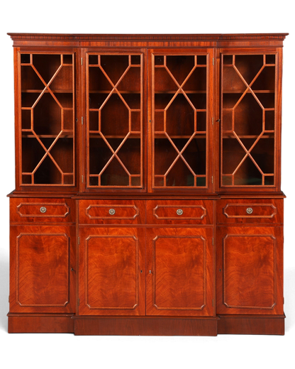 Hauptstadt Möblerei englische Vitrine aus Holz mit verglasten Sprossentüren und Unterschrank im Vintage-Stil