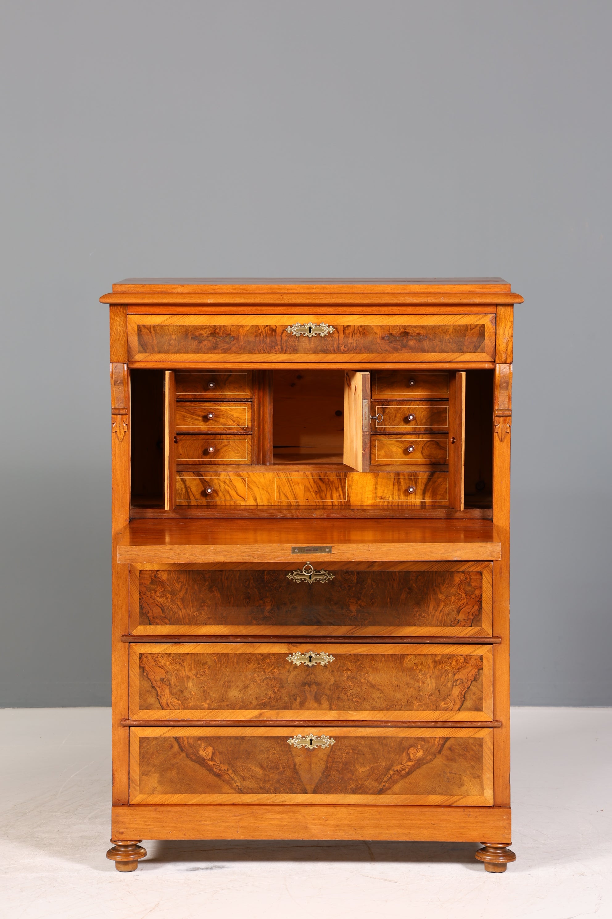 Stilvoller Gründerzeit Sekretär Vertiko Highboard Jugendstil Kommode Schrank um 1880