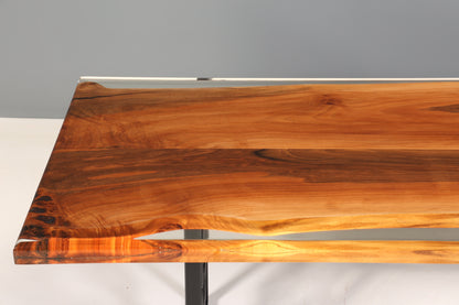 Einzigartiger Epoxidharz Tisch 258-90cm massiv Holz Nussbaum Esszimmer Tisch River Table Küchentisch Esstisch
