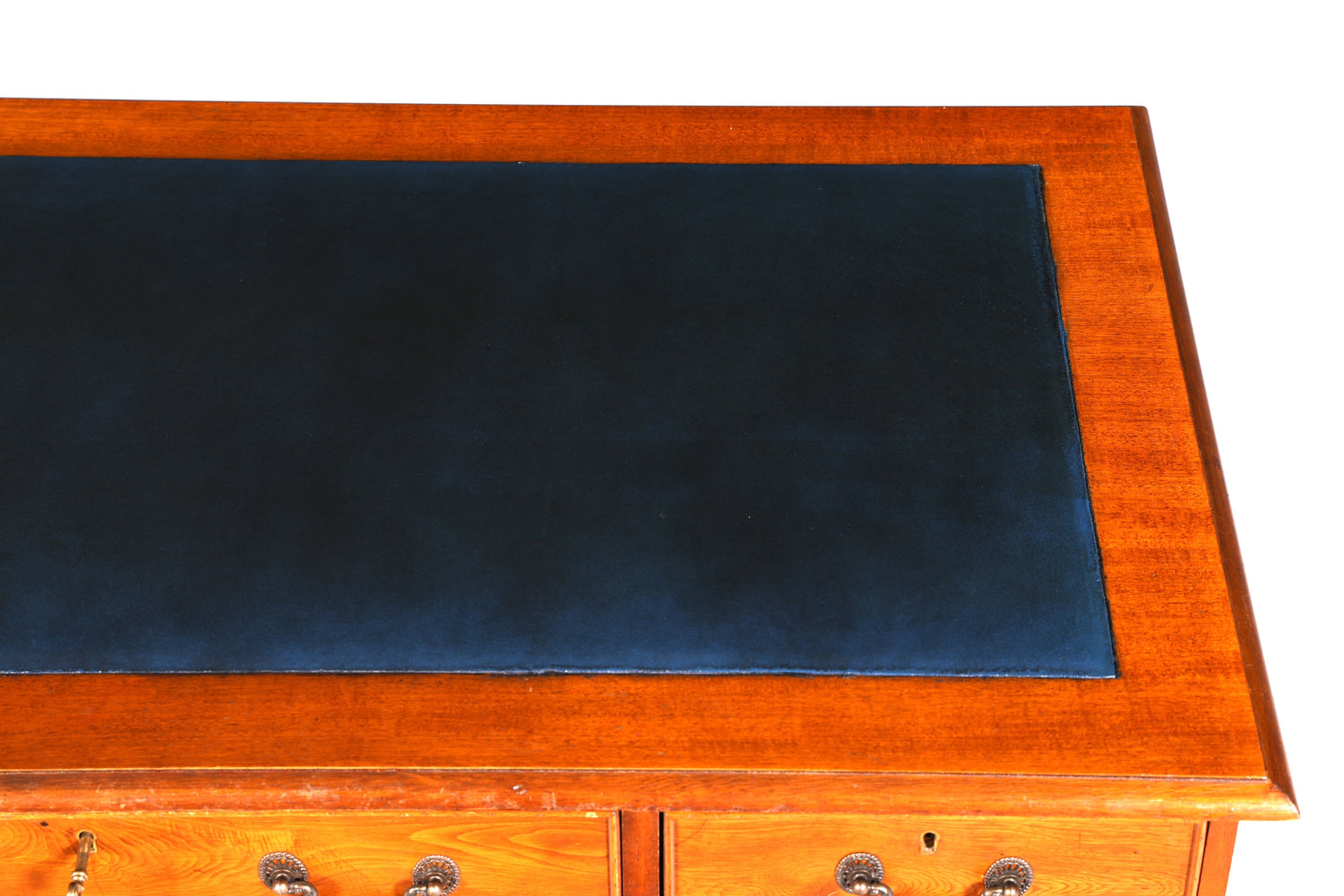 Beautiful English desk, cherry wood, genuine leather inlay, office desk, antique vintage