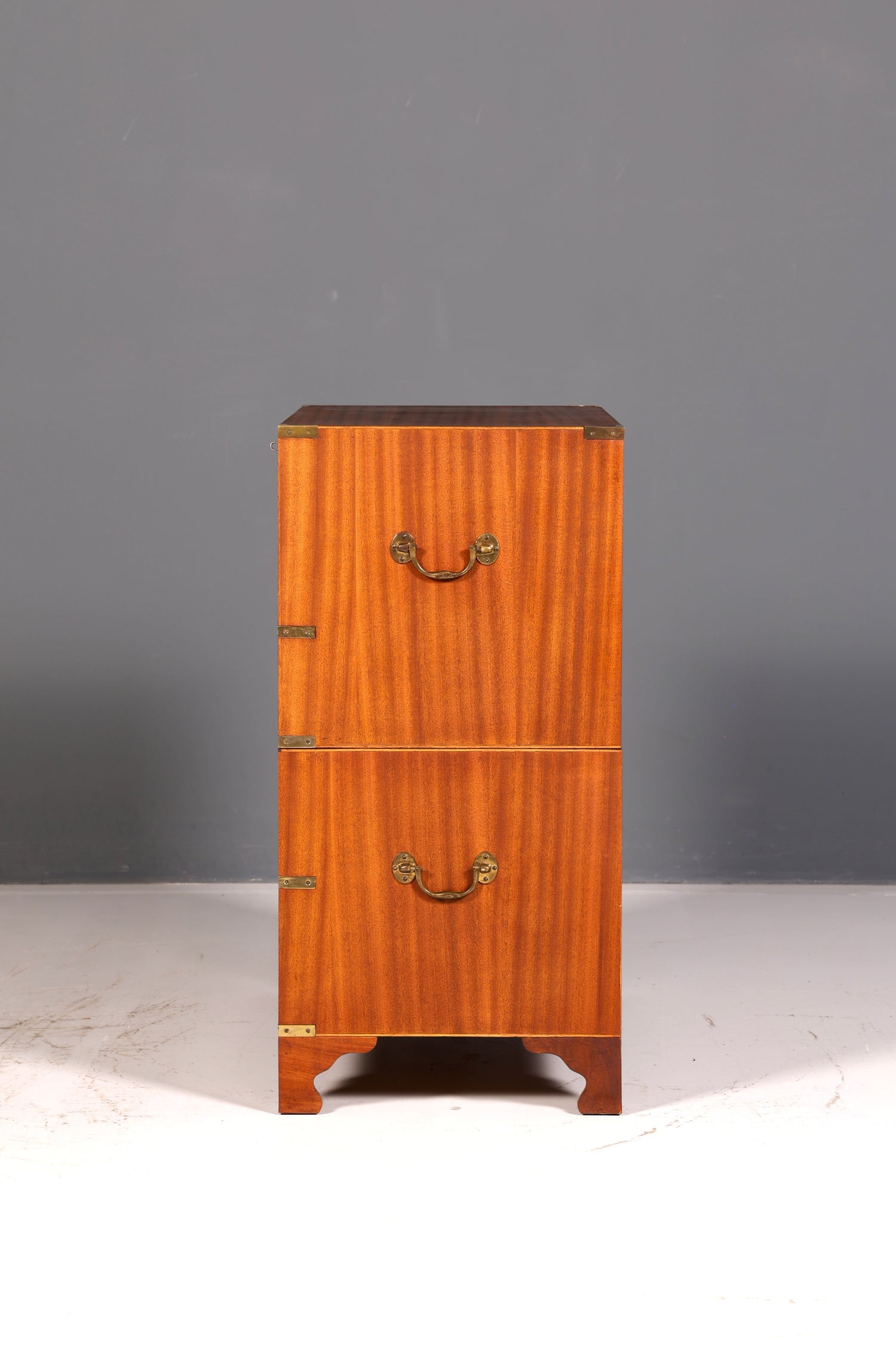 Beautiful Maritime English Secretary Desk, Writing Chest with Genuine Leather Writing Surface, Antique Vintage