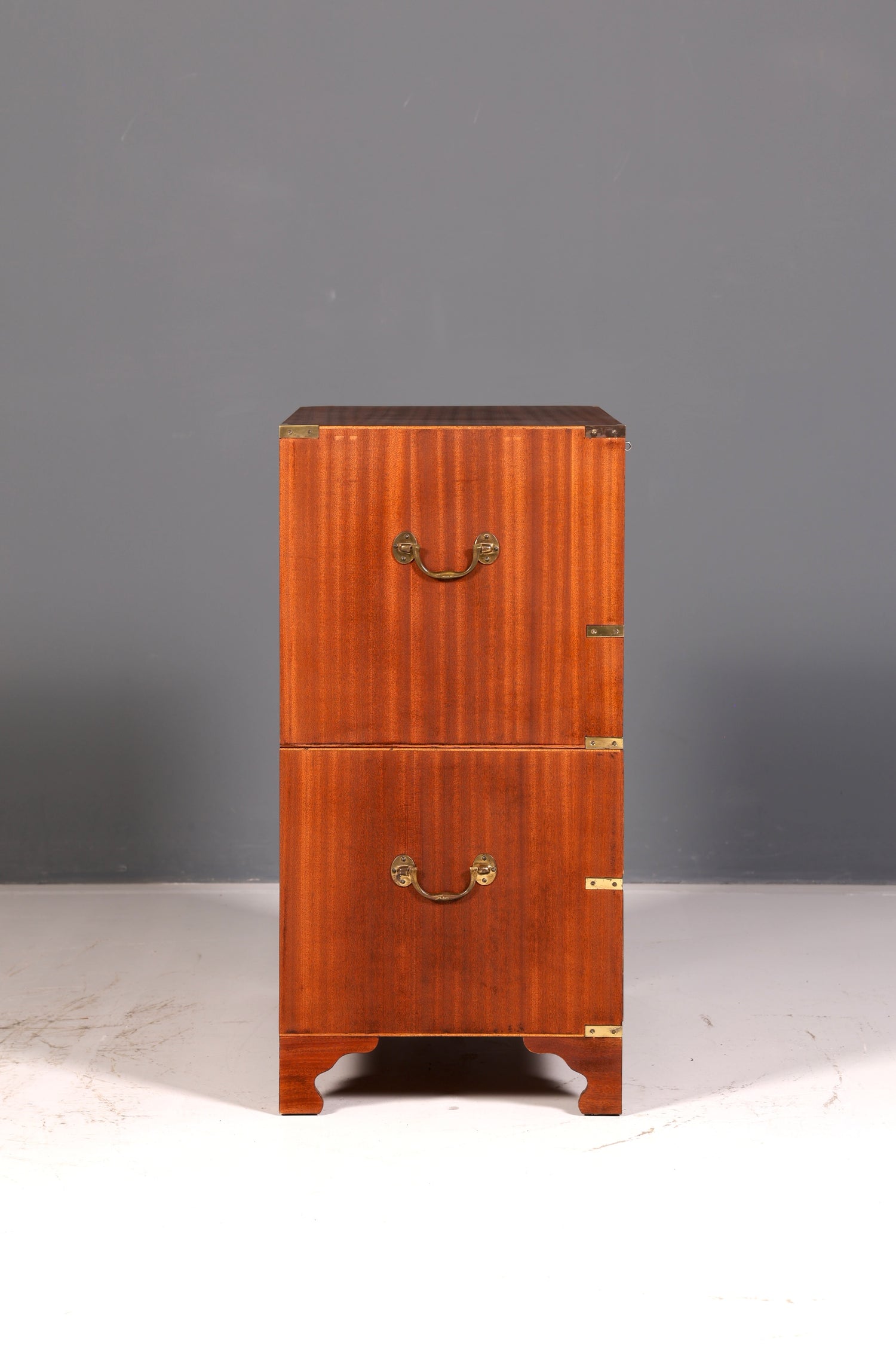 Beautiful Maritime English Secretary Desk, Writing Chest with Genuine Leather Writing Surface, Antique Vintage
