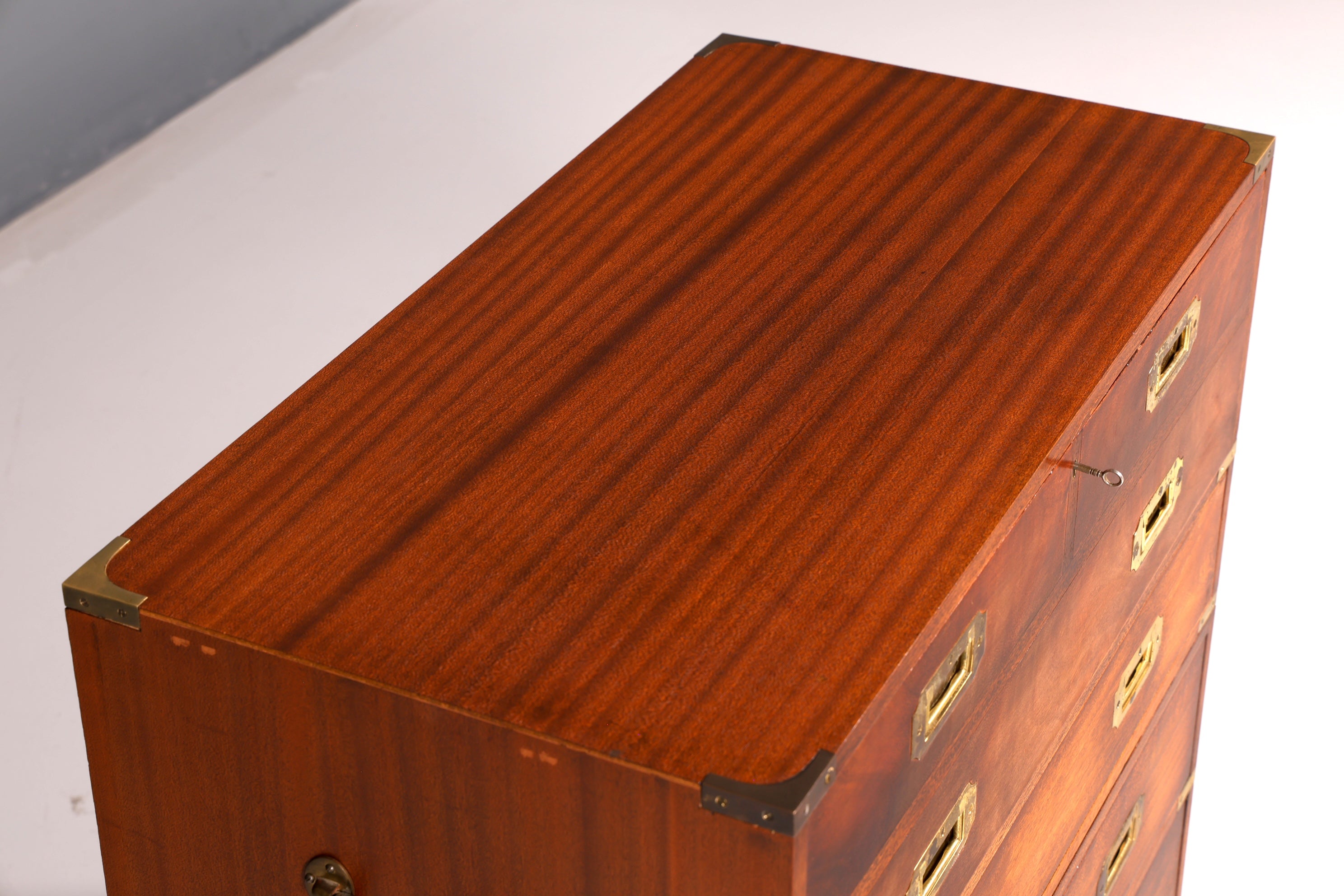 Beautiful Maritime English Secretary Desk, Writing Chest with Genuine Leather Writing Surface, Antique Vintage