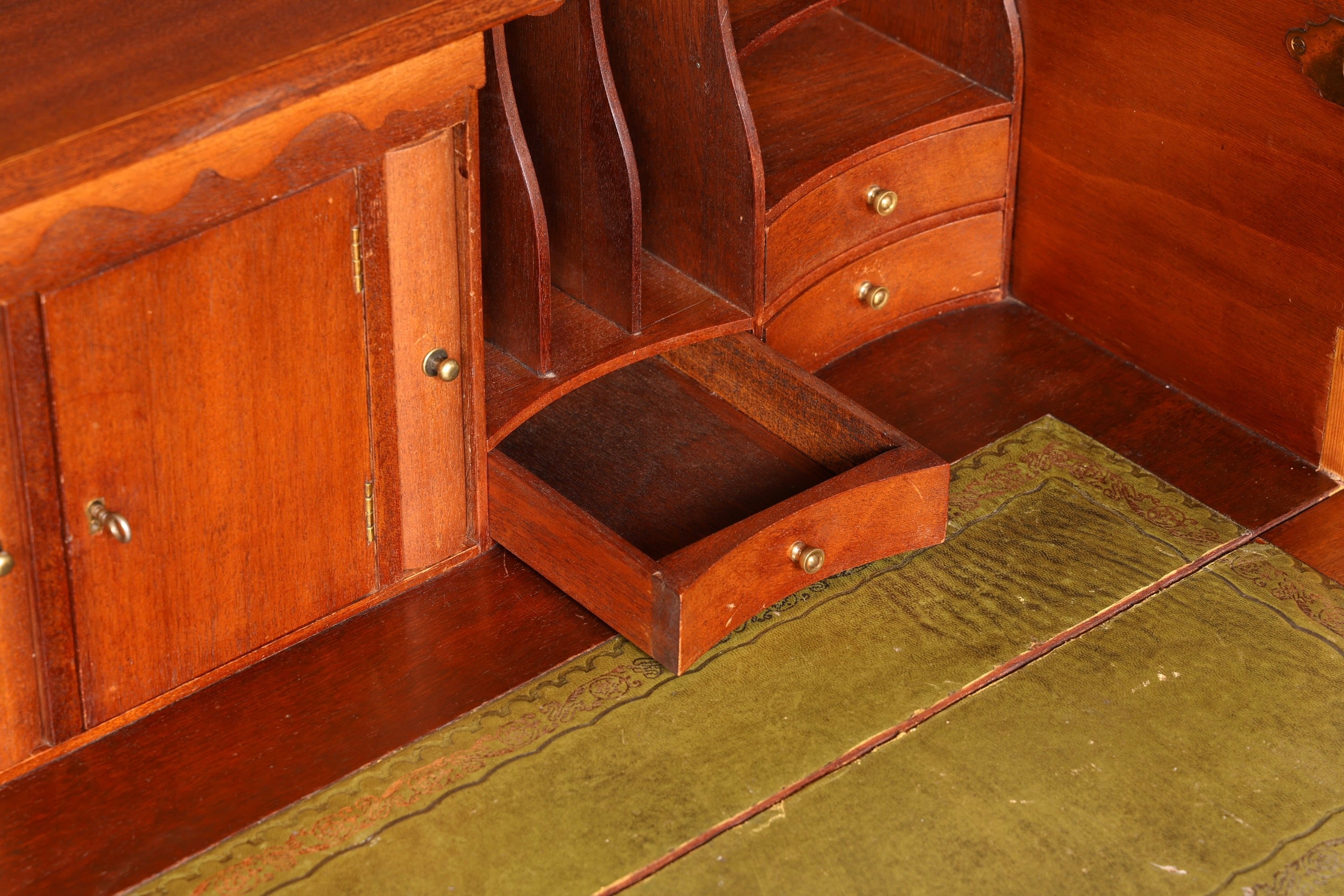 Beautiful Maritime English Secretary Desk, Writing Chest with Genuine Leather Writing Surface, Antique Vintage