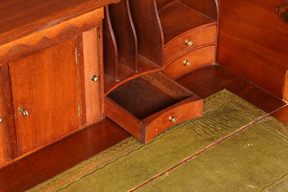 Beautiful Maritime English Secretary Desk, Writing Chest with Genuine Leather Writing Surface, Antique Vintage