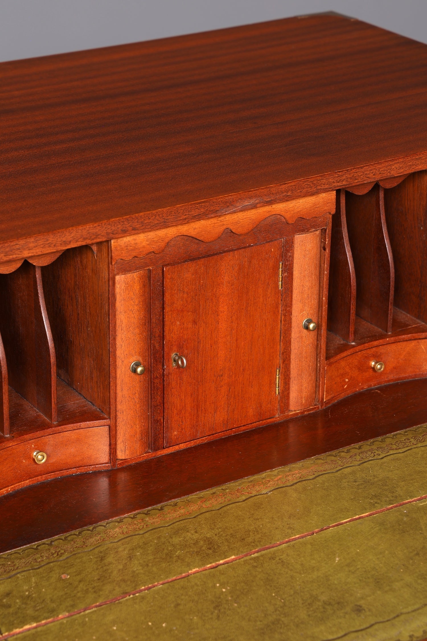 Beautiful Maritime English Secretary Desk, Writing Chest with Genuine Leather Writing Surface, Antique Vintage