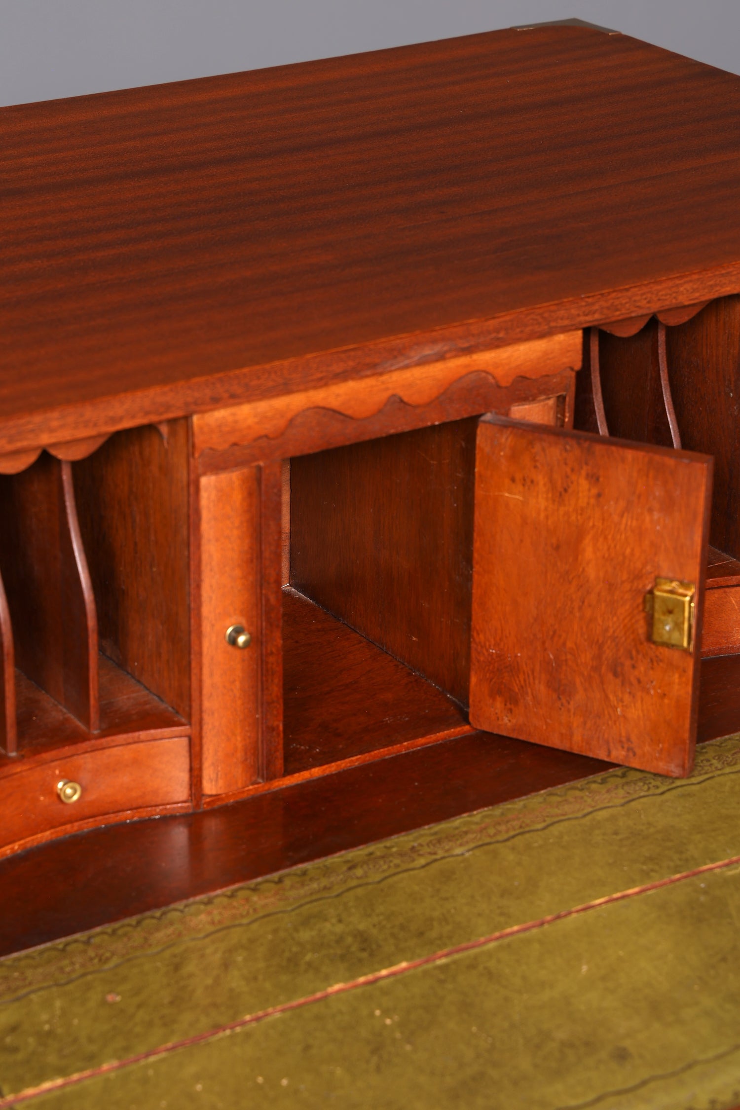 Beautiful Maritime English Secretary Desk, Writing Chest with Genuine Leather Writing Surface, Antique Vintage