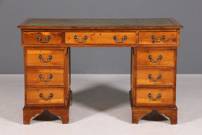 Wunderschöner Englischer Schreibtisch echt Lederauflage Bürotisch Eibe Antik Stil Office Desk