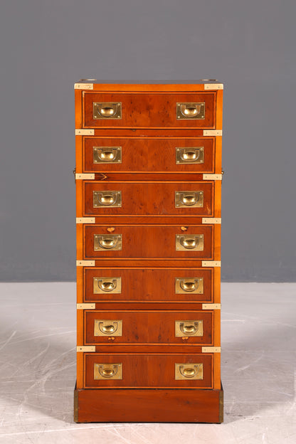 Edle Schmale Maritime Vertiko Englisch Military Chest Kommode Antik Kolonialstil