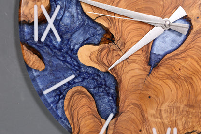 Stilvolle Handgefertigte Epoxidharz Wanduhr Olivenbaum Uhr Epoxy Analog Uhr
