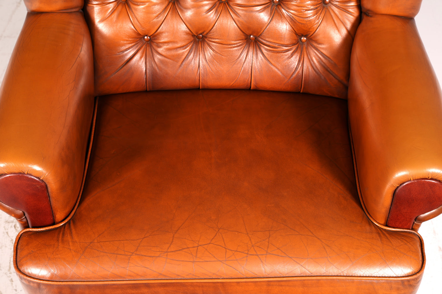 Stilvoller Original Chesterfield Sessel Englischer Armlehnsessel Cognac Echt Leder Herrensessel 2 von 2