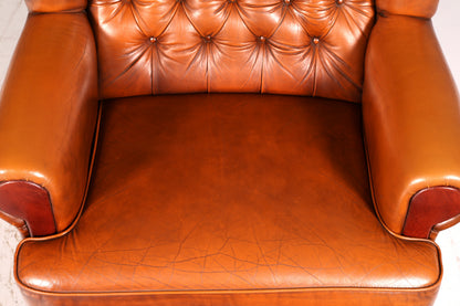 Stilvoller Original Chesterfield Sessel Englischer Armlehnsessel Cognac Echt Leder Herrensessel 2 von 2