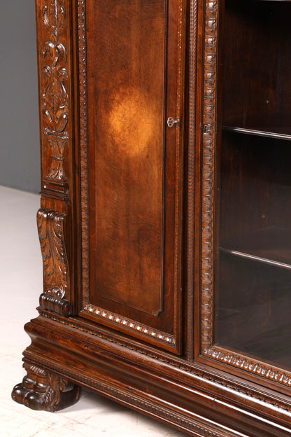 Wunderschöner Neorenaissance Bücherschrank Antik Vitrine Herrenzimmer Gründerzeit Schrank Regal Vintage