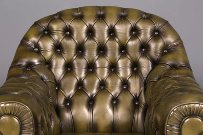 Stilvoller Original Chesterfield Sessel Englischer Armlehnsessel Echt Leder Herrensessel UK