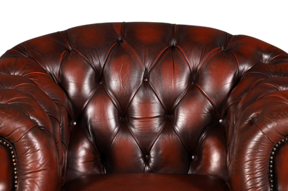 Hauptstadt Möblerei Chesterfield Centurion Sessel aus braunem Echtleder mit klassischer Knopfheftung im Vintage-Stil
