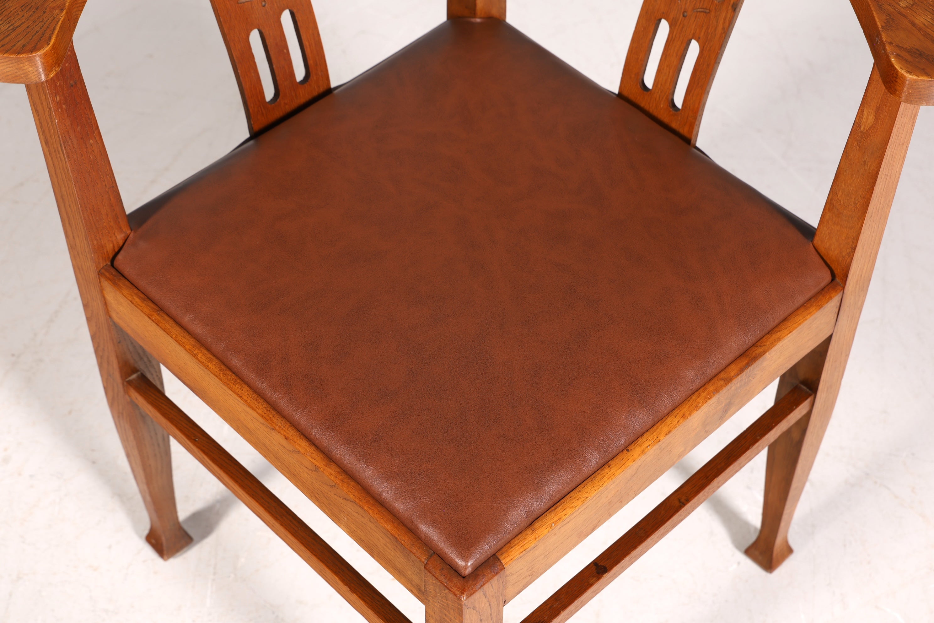 Wunderschöner Jugendstil Eckstuhl Armlehnstuhl Antik Eiche Holz Schreibtisch Stuhl Sekretär Stuhl