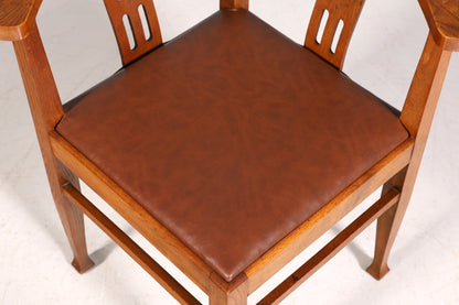 Wunderschöner Jugendstil Eckstuhl Armlehnstuhl Antik Eiche Holz Schreibtisch Stuhl Sekretär Stuhl