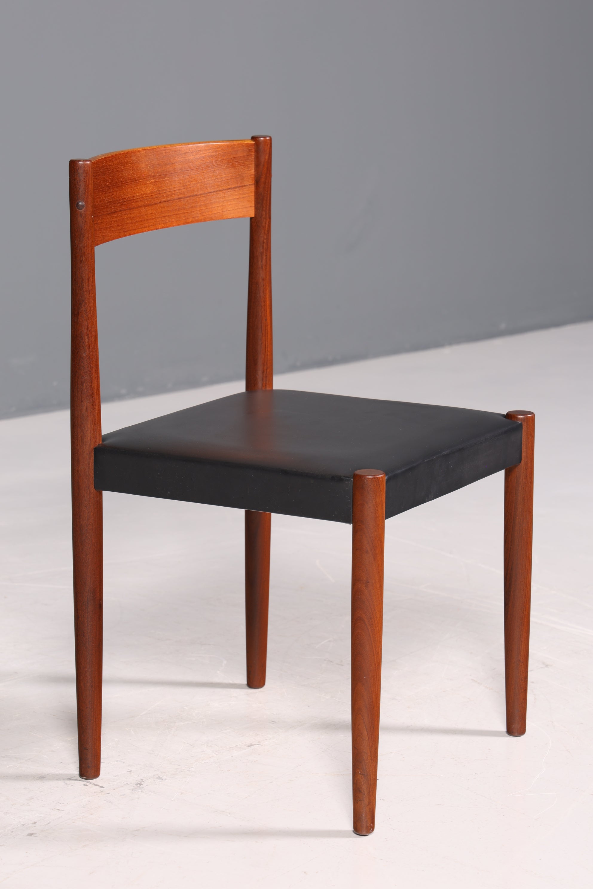 Schlichter Mid Century Stuhl Palisander Retro Sekretär Stuhl echt Leder Danish Design Küchenstuhl 1 von 2