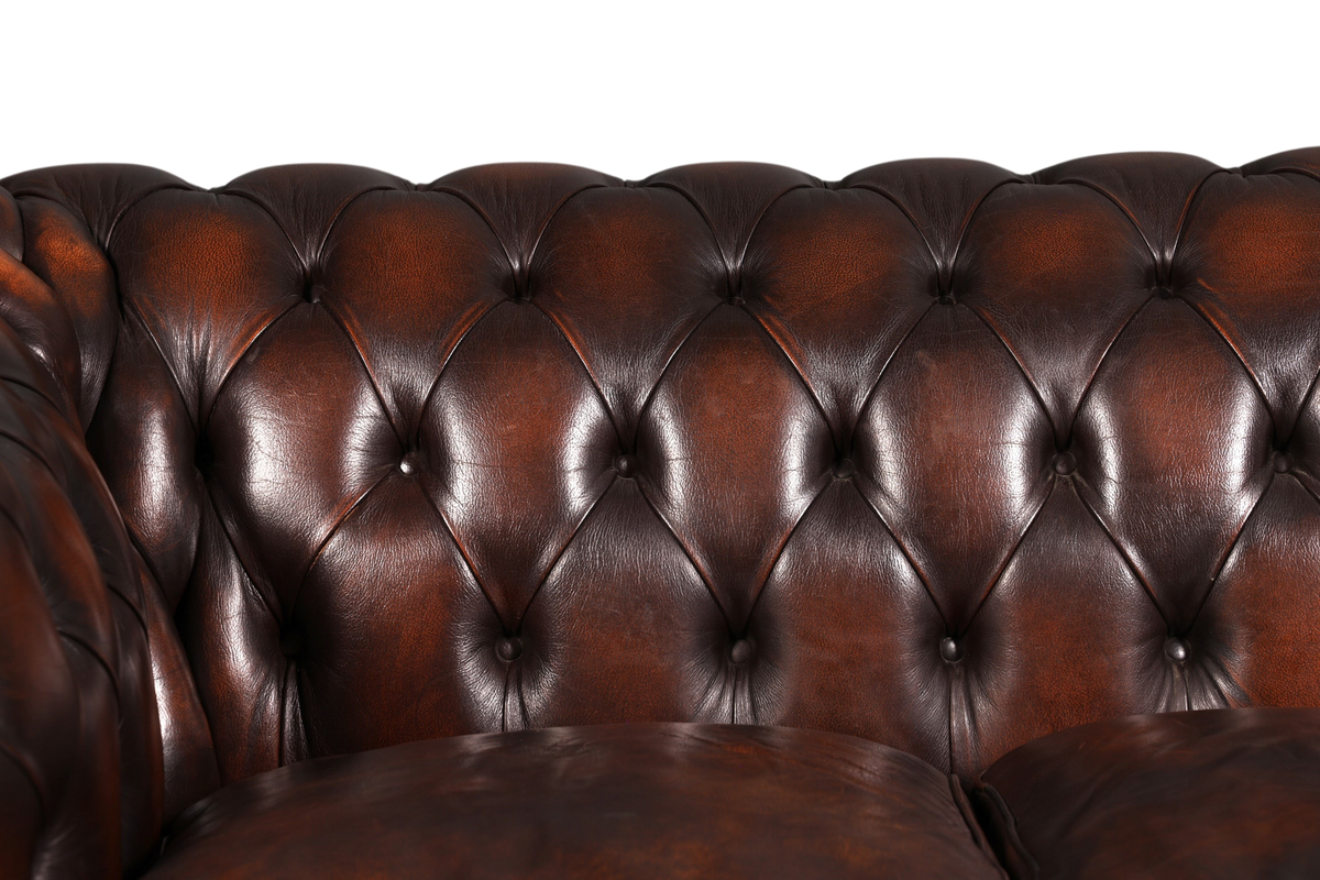 Edles Original Chesterfield Sofa 2-Sitzer Couch Echt Leder Englisch Antik Polstersofa