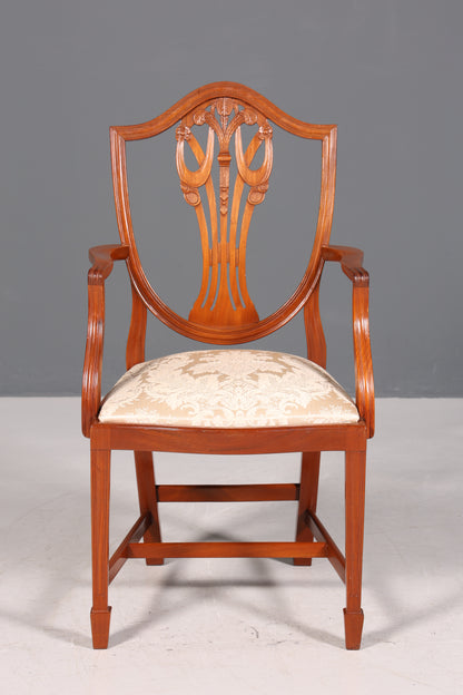 Wunderschöner Englischer Stuhl Armlehnstuhl Eibe Antik Sekretär Stuhl UK Polsterstuhl 2 von 2