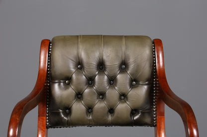 Original Chesterfield Armlehnstuhl Canterbury Englisch Küchenstuhl Sekretär Stuhl echt Leder Stuhl