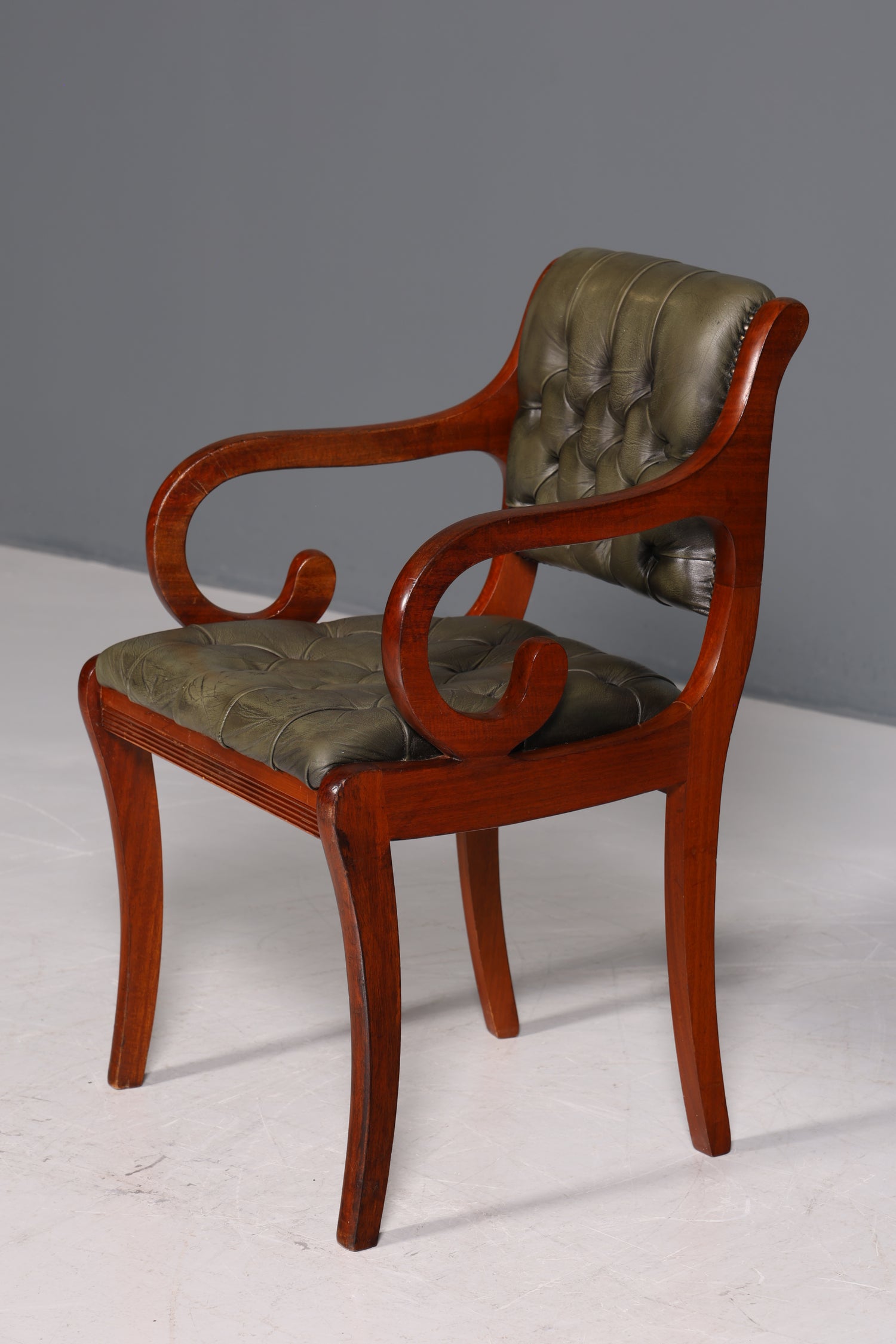 Original Chesterfield Armlehnstuhl Canterbury Englisch Küchenstuhl Sekretär Stuhl echt Leder Stuhl