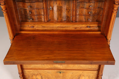 Stilvoller Gründerzeit Sekretär Vertiko Nussbaum Highboard Louis Philippe Kommode Sekretär Schrank um 1880