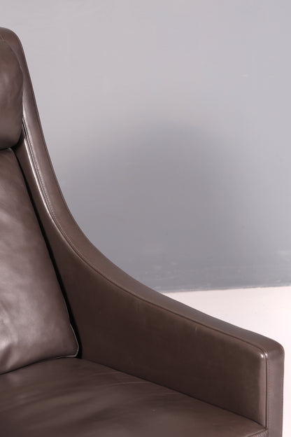 Eleganter Designer Sessel im Børge Mogensen Stil Echt Leder Mid Century Lounge Sessel