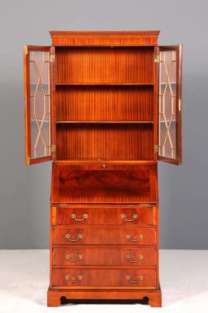 Stilvoller Englischer Sekretär Büro Aufsatzsekretär Antik 60s Vitrinen Schrank UK