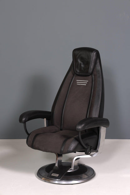 Edler Designer Sessel mit Hocker &quot;Recaro&quot; echt Leder Relax Armlehnsessel Fussablage