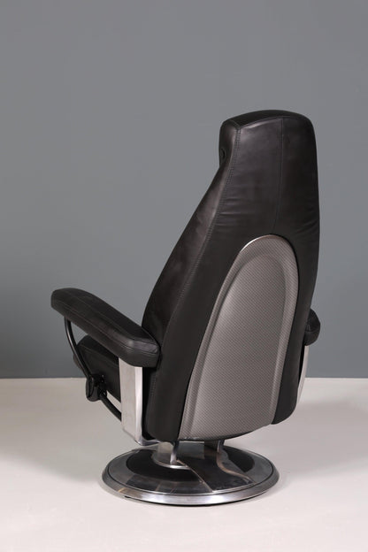 Edler Designer Sessel mit Hocker &quot;Recaro&quot; echt Leder Relax Armlehnsessel Fussablage