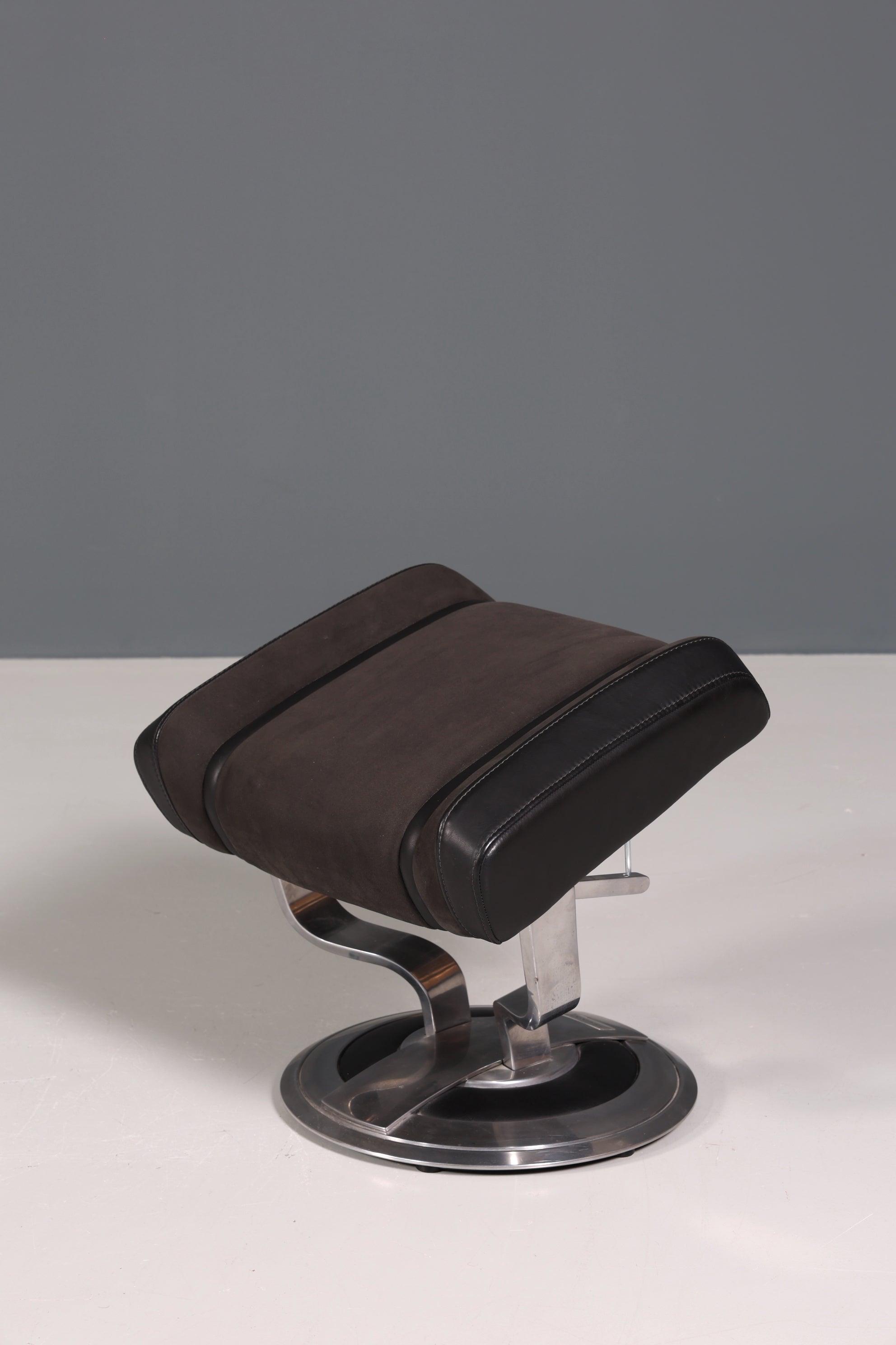 Edler Designer Sessel mit Hocker &quot;Recaro&quot; echt Leder Relax Armlehnsessel Fussablage