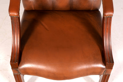 Wunderschöner Original Chesterfield Armlehnstuhl Braun Echt Leder Englisch Herrensessel Sekretär Stuhl Schreibtischstuhl Bürostuhl Antik 1 von 2