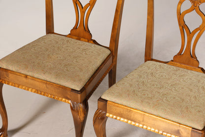 4x Wunderschöne Chippendale Stühle Barock Stil Stuhlset Polsterstuhl Set Englisch Küchenstühle Esszimmer Stühle