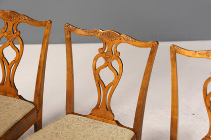 4x Wunderschöne Chippendale Stühle Barock Stil Stuhlset Polsterstuhl Set Englisch Küchenstühle Esszimmer Stühle