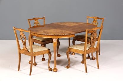 4x Wunderschöne Chippendale Stühle Barock Stil Stuhlset Polsterstuhl Set Englisch Küchenstühle Esszimmer Stühle