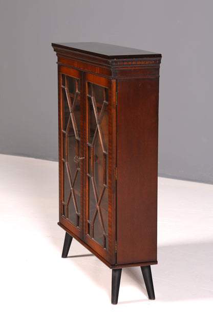 Traumhafte Englische Vitrine Mahagoni Bücherschrank Buffet Antik Stil Glasvitrine Schmal