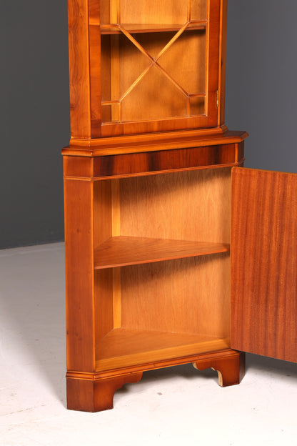 Wunderschöne Englische Eckvitrine Eibe Antik Echt Holz Schrank Eckschrank Glasvitrine Vitrine Vintage