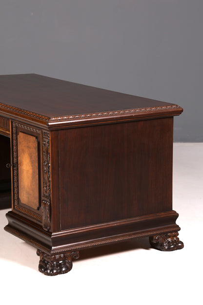 Imposanter Neorenaissance Schreibtisch Herrenzimmer Bürotisch Antik Office Table Echt Holz Vintage